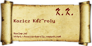 Kozicz Károly névjegykártya